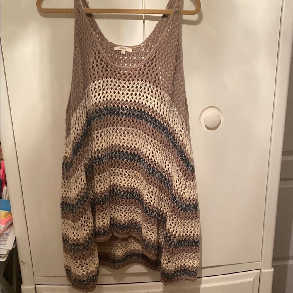 Easel Crochet Knit Top in Brown boho comfy